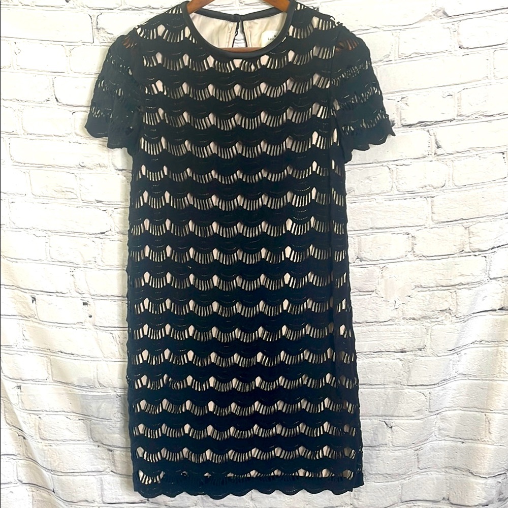 Kate Spade Black Short Sleeve Crochet Sheath Dress Size 6 Excellent Condition